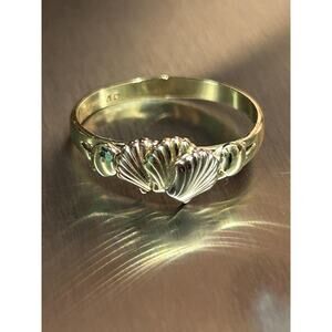 Italy 14k yellow gold rose gold white gold tricolor seashell band ring size 7